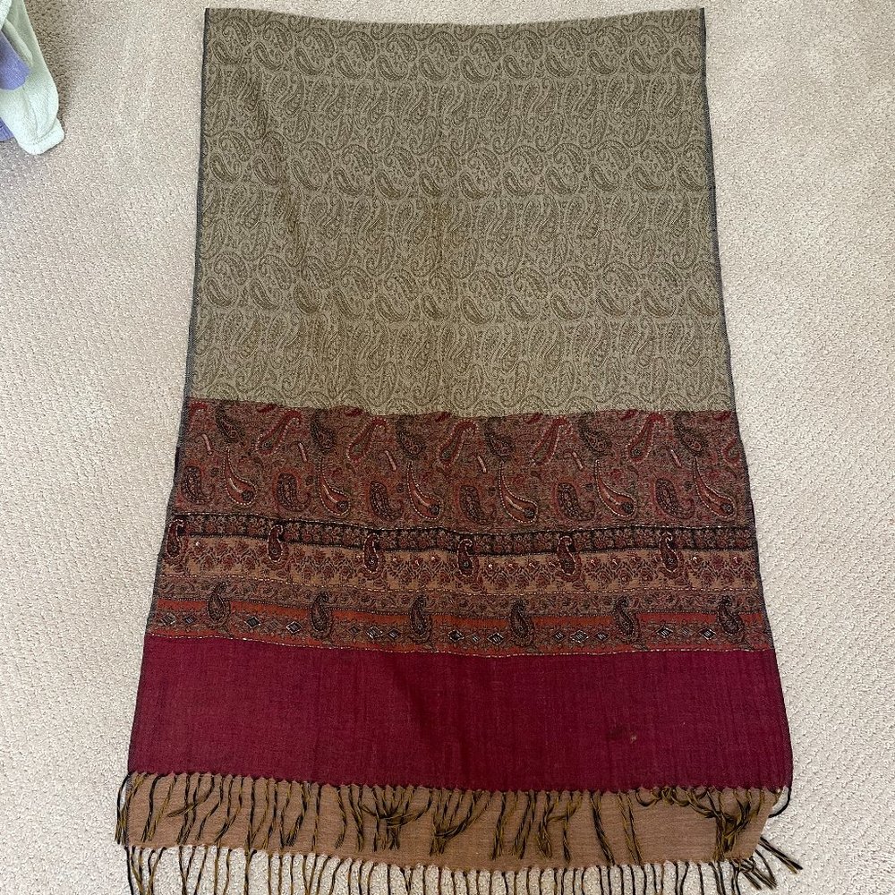 Beautiful Beaded Wool Shawl/Wrap